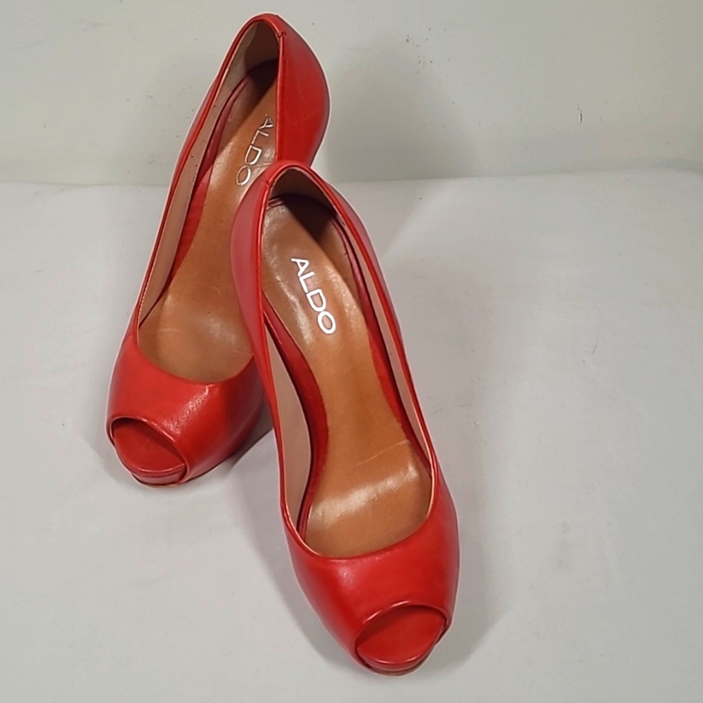 Aldo Women's Red Peep Toe Heels